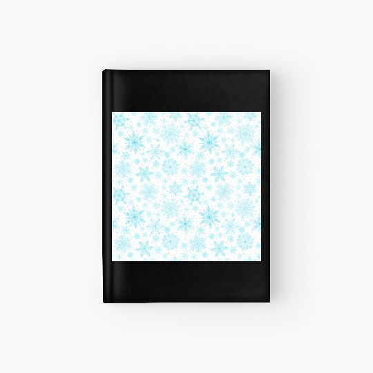 Modern Snowflakes Pattern White Teal Hardcover Journal