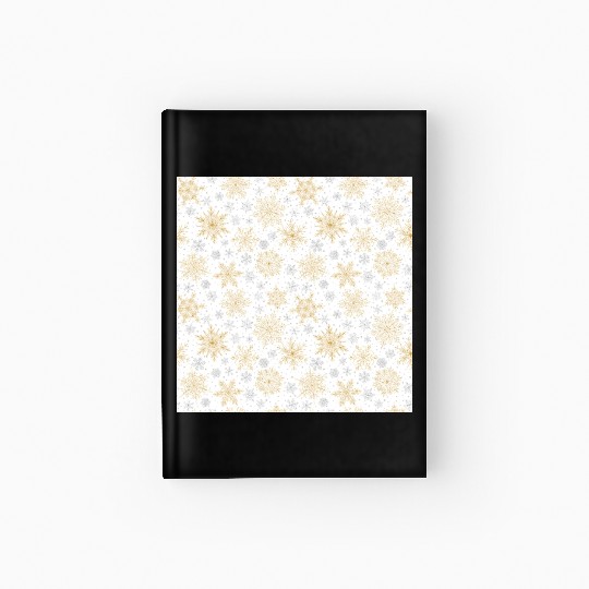 Modern Snowflakes Pattern White Gold Hardcover Journal