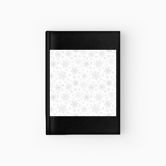 Modern Snowflakes Pattern White Silver Hardcover Journal