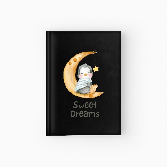 Cute Penguin Moon Sweet Dreams Hardcover Journal