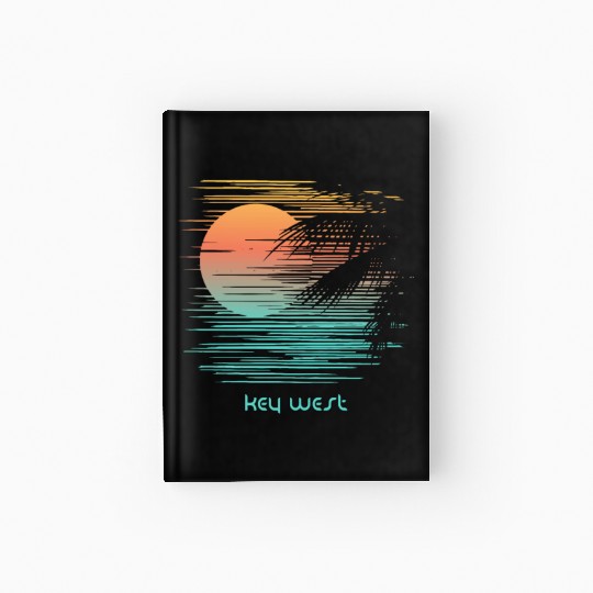 Artistic Key West Florida Palm Tree Vacation Hardcover Journal