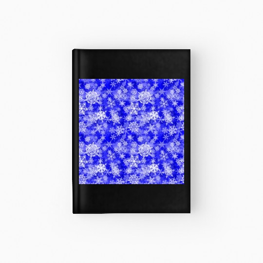 Navy Blue White Snowflakes Pattern Hardcover Journal