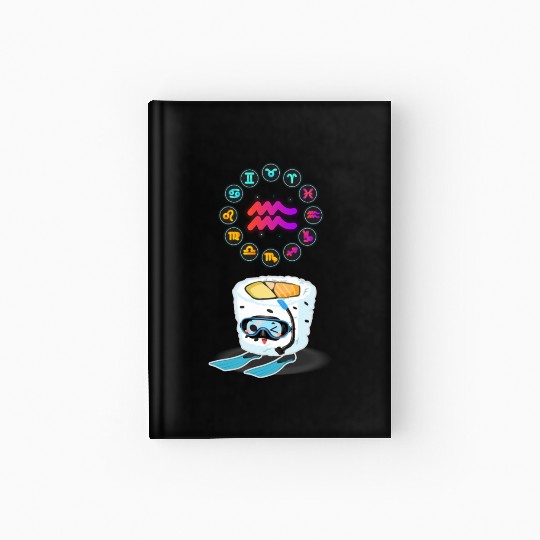 Japanese Sushi Funny Aquarius Zodiac Sushi Lover Hardcover Journal