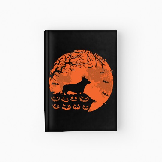 Corgi And Moon Halloween Funny Dog Lover Gift Hardcover Journal