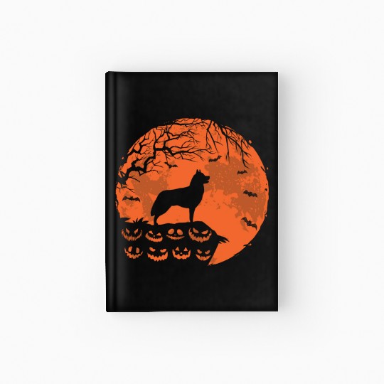 Husky And Moon Halloween Funny Dog Lover Gift Hardcover Journal