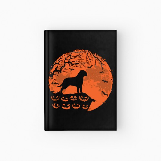 Bullmastiff And Moon Halloween Funny Dog Lover Hardcover Journal