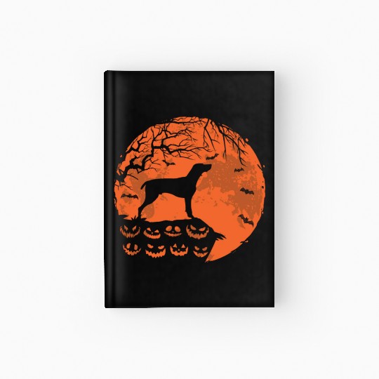 German Shorthaired Pointer And Moon Halloween Hardcover Journal