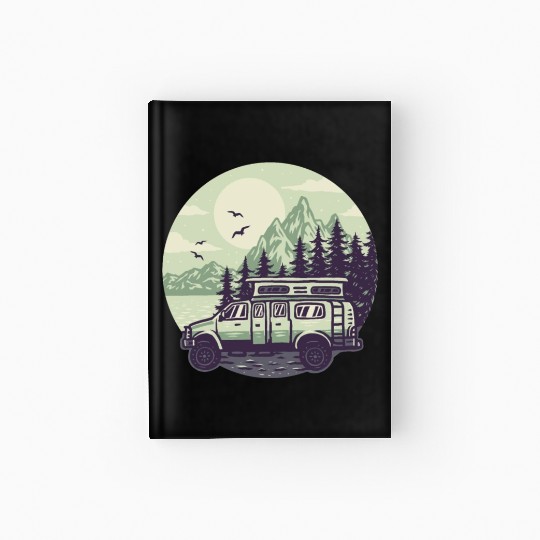 Camping Car Mountains Hardcover Journal