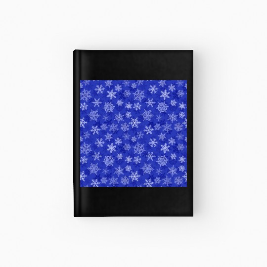 Pretty Navy Blue Snowflakes Pattern Hardcover Journal