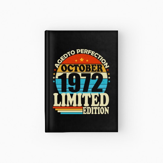 October 1972 Vintage Retro Birthday Gift Hardcover Journal