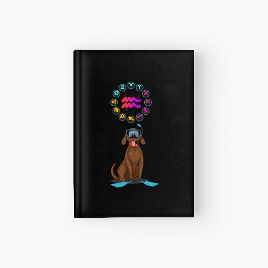 Funny Dog Lover Horoscope Aquarius Zodiac Sign Pun Hardcover Journal