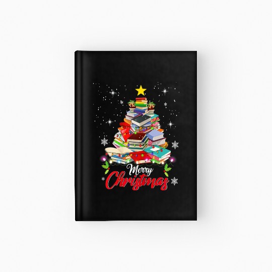 Merry Christmas Tree Love Reading Books Librarian Hardcover Journal