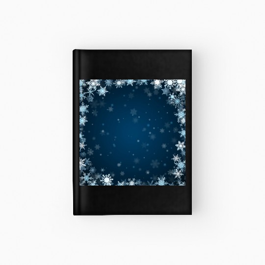 Navy Blue White Snowflakes Pattern Hardcover Journal