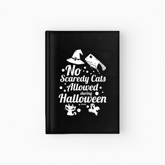 Cat ghost witch halloween party Hardcover Journal