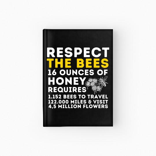 Respect The Bees Bee Lover Beekeeping Beekeeper T Hardcover Journal