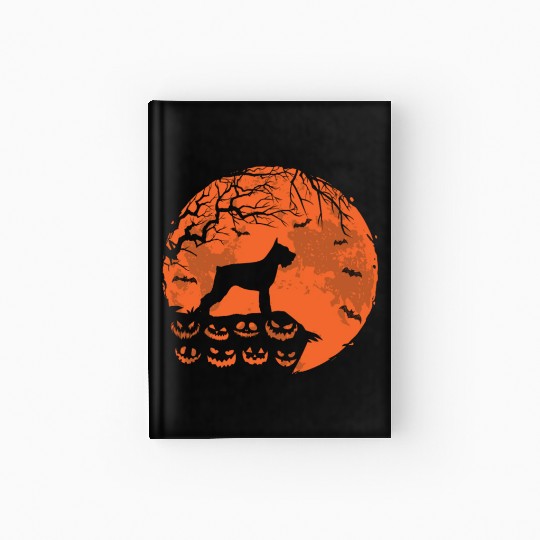 schnauzer Dog And Moon Halloween Funny Dog Lover Hardcover Journal