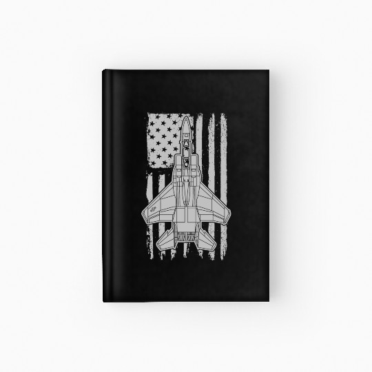F-15 Eagle Fighter Jet Airplane American Flag F15 Hardcover Journal