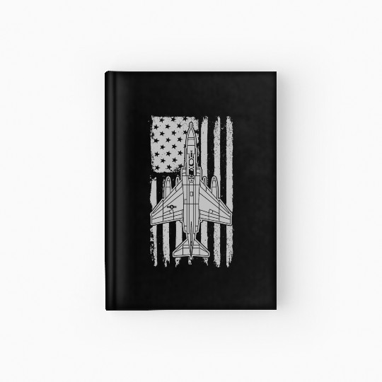 F-4 Phantom Fighter Jet Airplane American Flag F4 Hardcover Journal