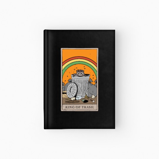 Raccoon King of Trash Tarot Card Design Hardcover Journal