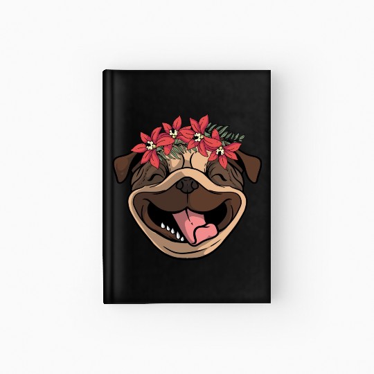Dog Pug Flower Hardcover Journal