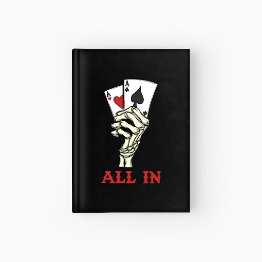 Poker Player Poker Cards Ace Skeleton Hand Poker Hardcover Journal