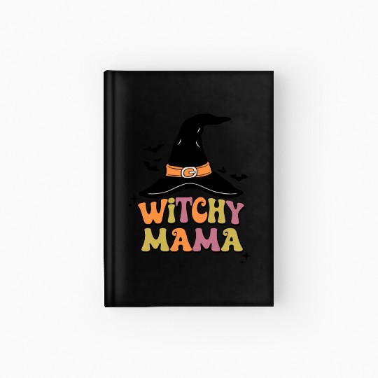 Withcy Mama retro Halloween Witch Hat Hardcover Journal