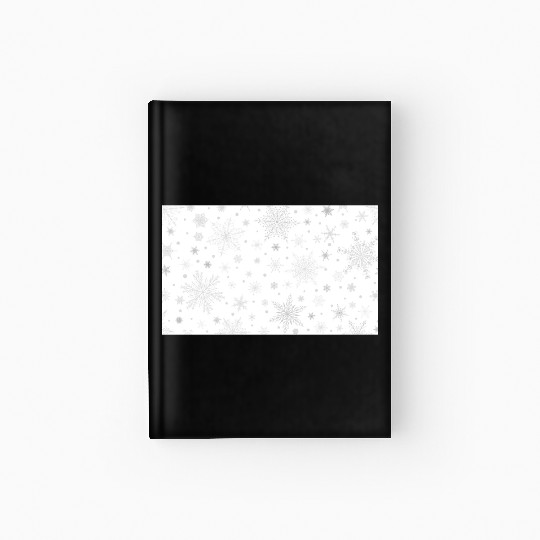 Christmas Snowflakes Pattern Grey White Hardcover Journal