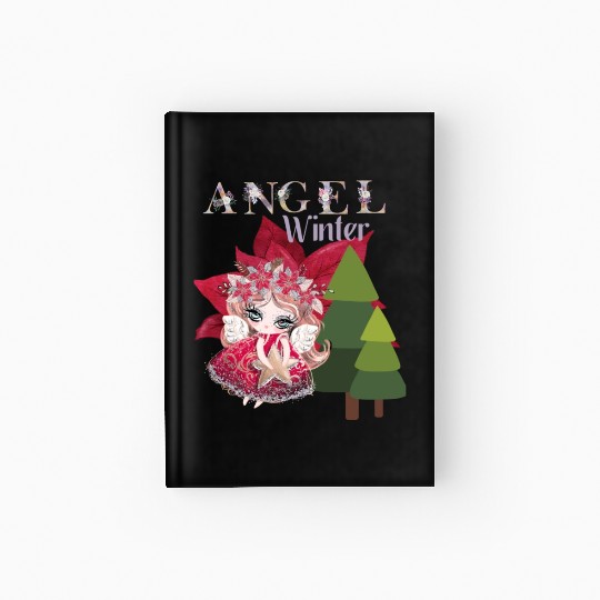 Winter Angel Christmas Tree Poinsettia Hardcover Journal