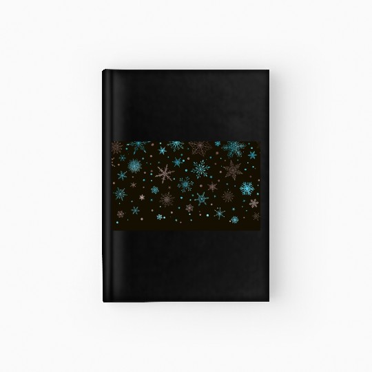 Elegant Snowflakes Black Blue Silver Hardcover Journal