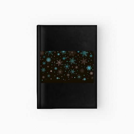 Elegant Snowflakes Black Blue Silver Hardcover Journal