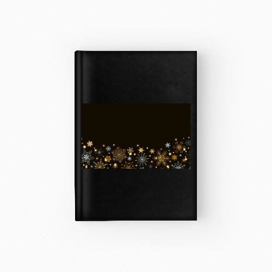 Elegant Snowflakes Black Gold Silver Hardcover Journal