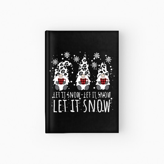 LET IT SNOW Winter Gnome Leopard Buffalo Plaid Hardcover Journal