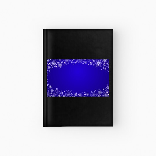 Modern Navy Blue Snowflakes Pattern Hardcover Journal