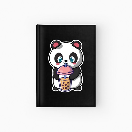Panda Bear Boba Milk Tea Funny Bubble Tea Lovers Hardcover Journal