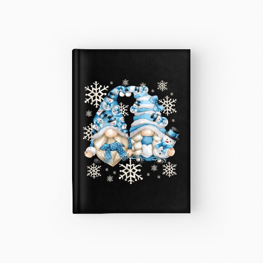 Funny Snowman Gnomies With Snowflakes Cute Winter Hardcover Journal