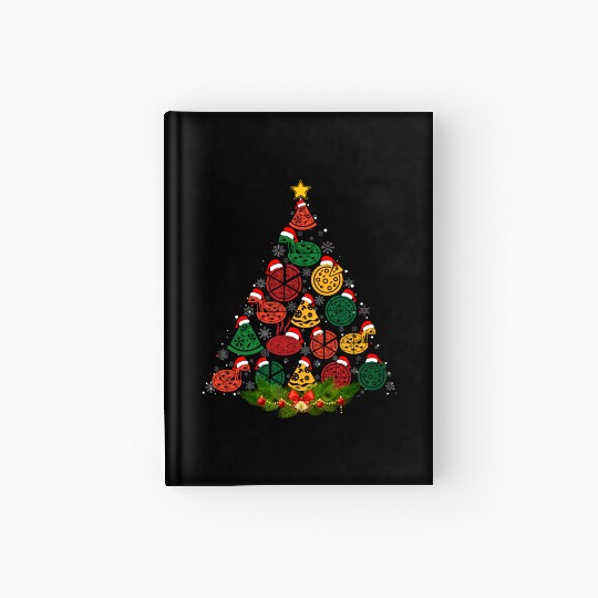 Family Matching Christmas Pajama Pizza Xmas Tree Hardcover Journal