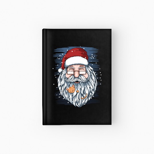 santa and kittens merry christmas Hardcover Journal