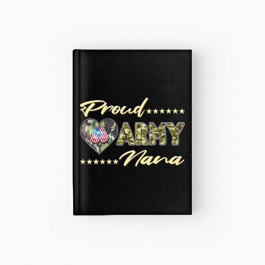Womens Proud Army Nana US Flag Dog Tag Military Hardcover Journal