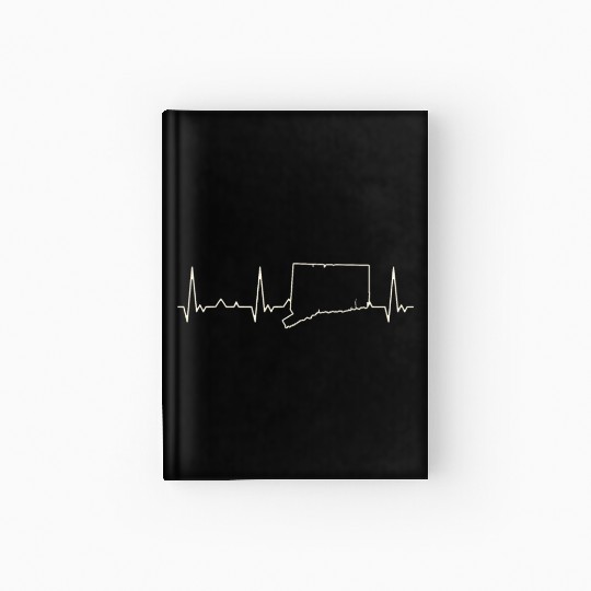 Connecticut State USA. Heart. Love. EKG. Pulse. Hardcover Journal
