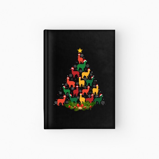 Family Matching Christmas Pajama Alpaca Xmas Tree Hardcover Journal