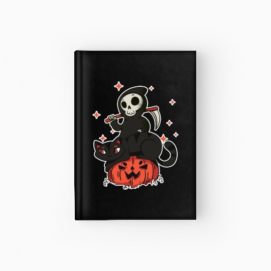 Grim Reaper On A Halloween Pumpkin A Trick Or Hardcover Journal