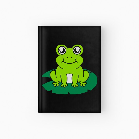 Cute frog sitting water lily Hardcover Journal