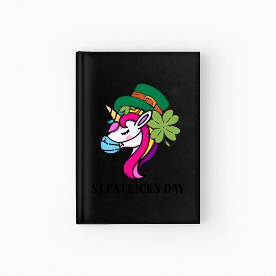 Toddler Girls St Patricks Day Rainbow Unicorn Face Hardcover Journal