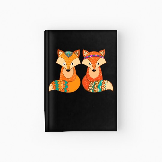 Tribal Fox Couple Wildlife Animal Lover Zookeeper Hardcover Journal
