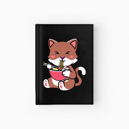 womens kawaii cat ramen anime neko teen boys girls Hardcover Journal