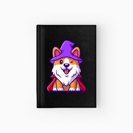 Dog With Witch Hat And Cloak - Halloween Hardcover Journal