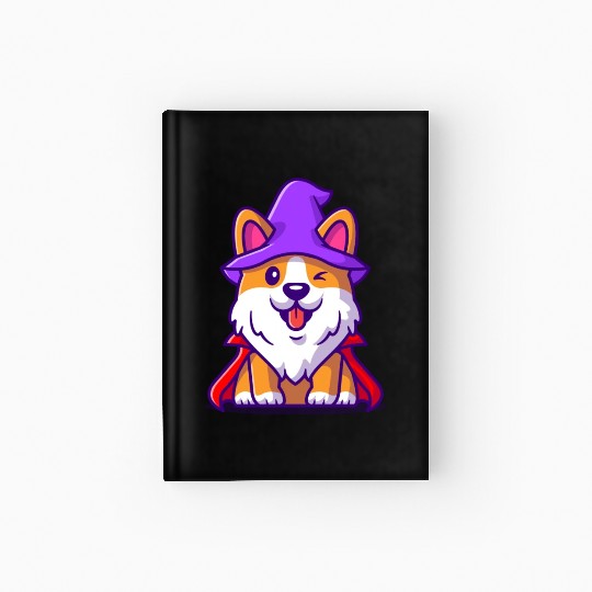 Dog With Witch Hat And Cloak - Halloween Hardcover Journal