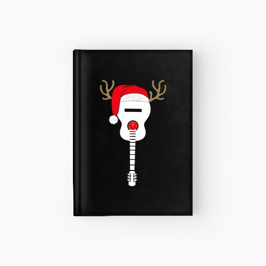Christmas Guitar santa hat reindeer antlers Hardcover Journal