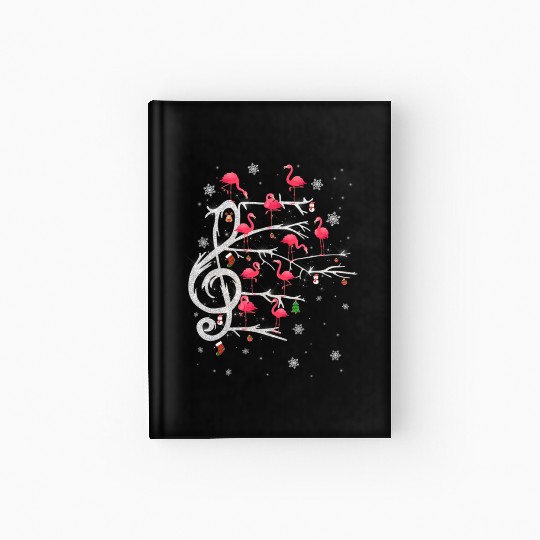 Cute Flamingo Merry Christmas Funny Music Lover Hardcover Journal
