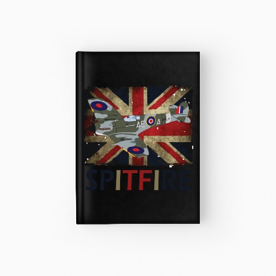 Spitfire WW2 Fighter Aircraft Airplane Union Jack Hardcover Journal